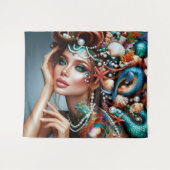 マーメイドウィズシートレシーズジュエリー タペストリー (正面(横))