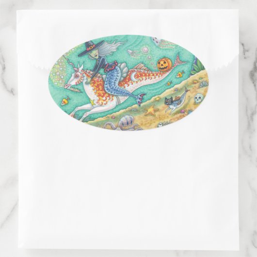マーメイドウィッチ、ハロウィーンマーホースファンタジーシール 楕円形シール (バッグ)