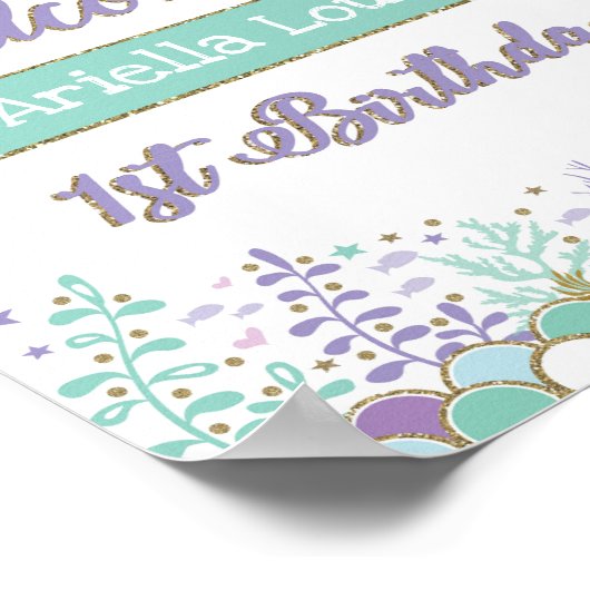 マーメイドウェルカムサイン1stバースデーデコールシー海 ポスター (角)