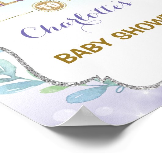 マーメイドウェルカムサイン ベビーシャワー 海 ブライダルデコレーション ポスター (角)