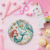 マーメイドウォーターカラーバースデーパーティー ペーパープレート (パーティー)