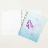 マーメイドウォーターカラーパープルキュートガール誕生日 プランナー手帳 (ディスプレー)