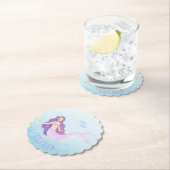 マーメイドウォーターカラーパープルキュートガール誕生日 ペーパーコースター (インサイチュ)