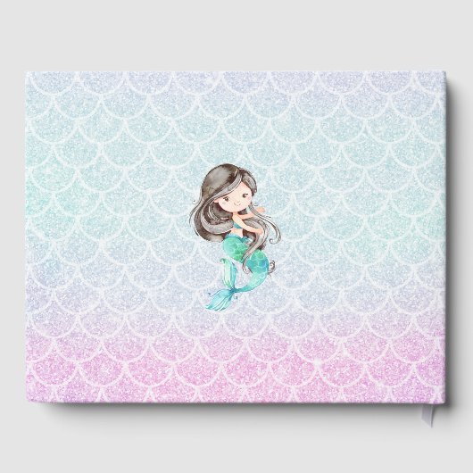 マーメイドウォーターカラーパープルベビーシャワーゲストブック ゲストブック (裏面)