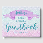 マーメイドウォーターカラーパープルベビーシャワーゲストブック ゲストブック (正面)