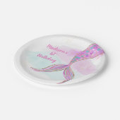 マーメイドウォーターカラーピンクパープル誕生日 ペーパープレート (アングル)