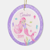 マーメイドウォーターカラーピンク&パープルキープサケ セラミックオーナメント (左)