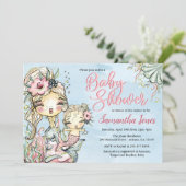 マーメイドウォーターカラーベビーシャワー招待状 招待状 (スタンド正面)