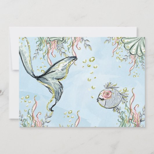 マーメイドウォーターカラーベビーシャワー招待状 招待状 (裏面)