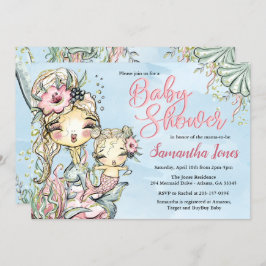 マーメイドウォーターカラーベビーシャワー招待状 招待状