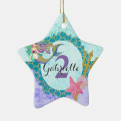 マーメイドウォーターカラー名&エイジベビーガール誕生日 セラミックオーナメント (右)