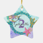 マーメイドウォーターカラー名&エイジベビーガール誕生日 セラミックオーナメント (裏面)