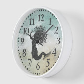 マーメイドウォーターカラー海コーラルヘア 壁時計 (傾斜)