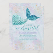 マーメイドウォーターカラー誕生日任意の年齢招待状 招待状 (正面/裏面)