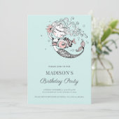 マーメイドウォーターカラー誕生日招待状 招待状 (スタンド正面)