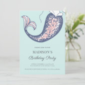 マーメイドウォーターカラー誕生日招待状 招待状 (スタンド正面)