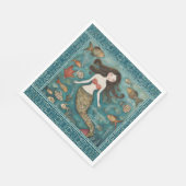 マーメイドウォーターカラー誕生日 スタンダードランチョンナプキン (角)