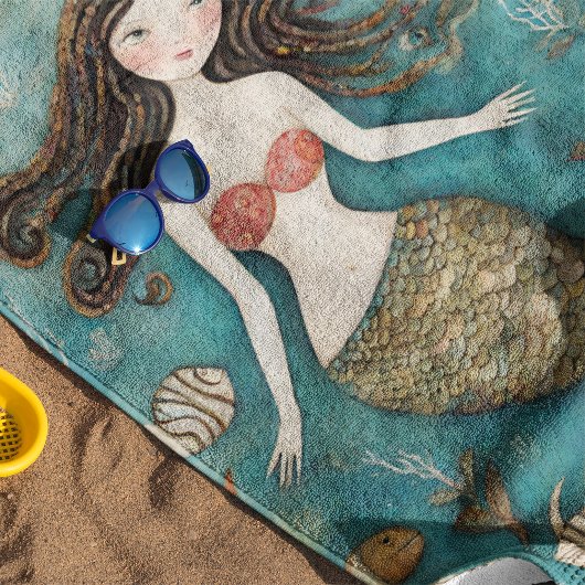 マーメイドウォーターパーソナライズされたカラー ビーチタオル