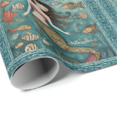 マーメイドウォーターパーソナライズされたカラー ラッピングペーパー (ロールコーナー)