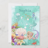 マーメイドエイジカワイグリーンザシーモード誕生日 招待状 (裏面)