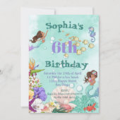 マーメイドエイジダークヘアザシーズ誕生日 招待状 (正面)