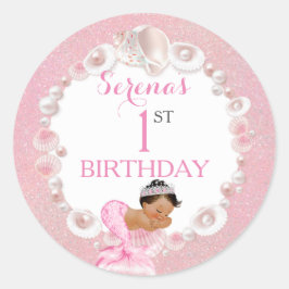 マーメイドエスニックベビーガールピンクシェルパール ラウンドシール