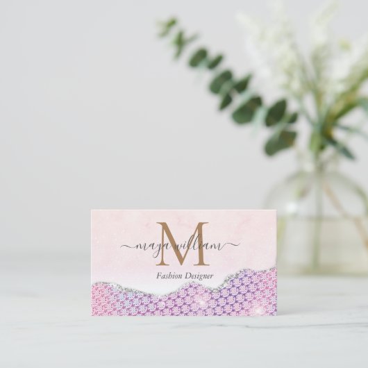 マーメイドエレガントエッジピンクグリッターアゲート コーリングカード (スタンド正面)