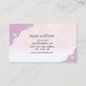 マーメイドエレガントエッジピンクグリッターアゲート コーリングカード (裏面)