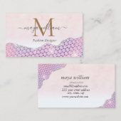 マーメイドエレガントエッジピンクグリッターアゲート コーリングカード (正面/裏面)