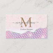 マーメイドエレガントエッジピンクグリッターアゲート コーリングカード (正面)