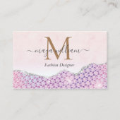 マーメイドエレガントエッジピンクグリッターアゲート 名刺 (正面)