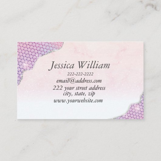 マーメイドエレガントエッジピンクグリッターアゲート 名刺 (裏面)