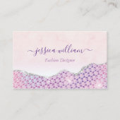 マーメイドエレガントエッジピンクグリッターアゲート 名刺 (正面)