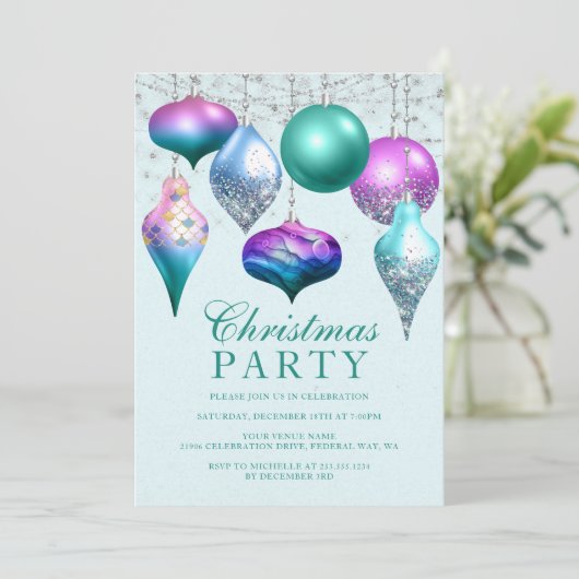 マーメイドエレガントオーナメントクリスマスパーティー 招待状 (スタンド正面)