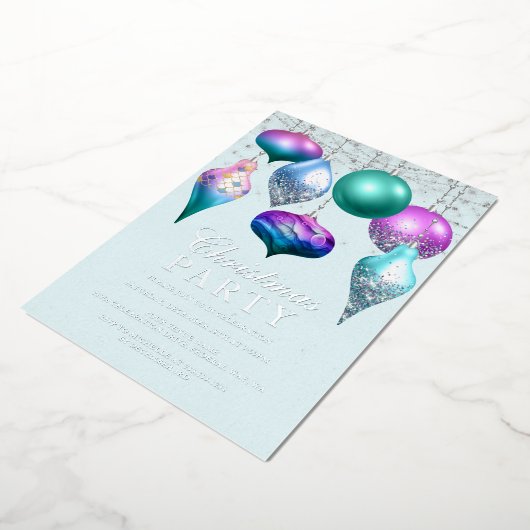 マーメイドエレガントオーナメントクリスマスパーティー 箔招待状 (回転した状態)