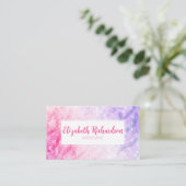 マーメイドエレガントピンクパープルシックモダン ユニーク 名刺 (スタンド正面)