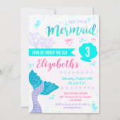 マーメイドオアンダーザシースプラッシュアクアティール（緑がかった色）誕生日 招待状 (正面)