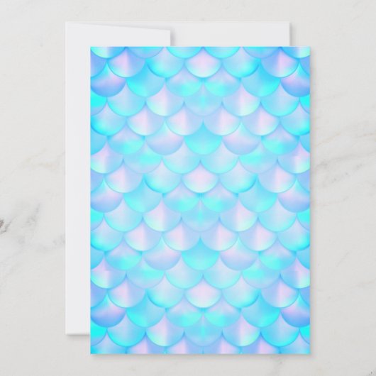 マーメイドオアンダーザシースプラッシュアクアティール(緑がかった色)誕生日 招待状 (裏面)
