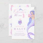 マーメイドオガーリーネダーザシー第1ベビー誕生日 招待状 (正面/裏面)