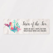 マーメイドオンいかり航海のウォーターカラーサンディビーチ ラベル (デザイン1)