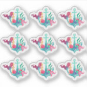 マーメイドオンいかり航海のウォーター色ビーチガール シール (正面)