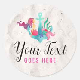 マーメイドオンいかり航海のウォーター色ビーチ砂 ラウンドシール