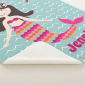 マーメイドオンウェーブパターンシャーパスロー シェルパブランケット (3/4)