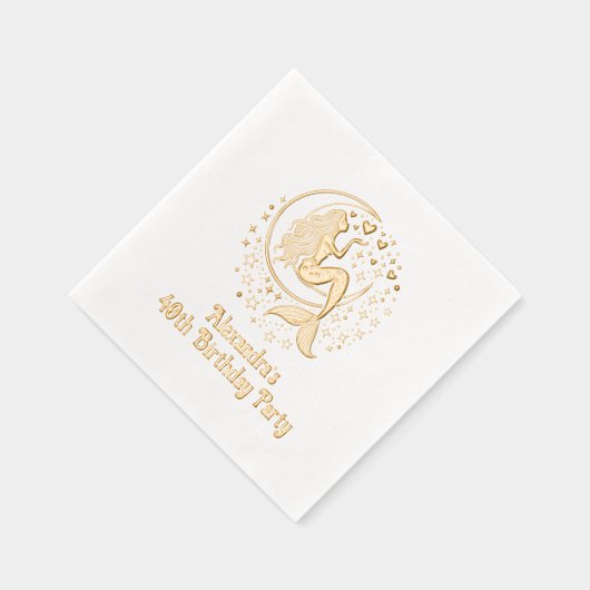 マーメイドオンクレセントムーン誕生日任意の年齢 箔ナプキン (右)