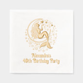 マーメイドオンクレセントムーン誕生日任意の年齢 箔ナプキン (正面)