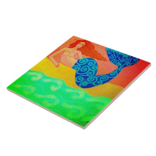 マーメイドオンザショア抽象芸術絵画ズ タイル