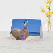 マーメイドオンハートロックビーチバレンタインデー カード (黄色い花)