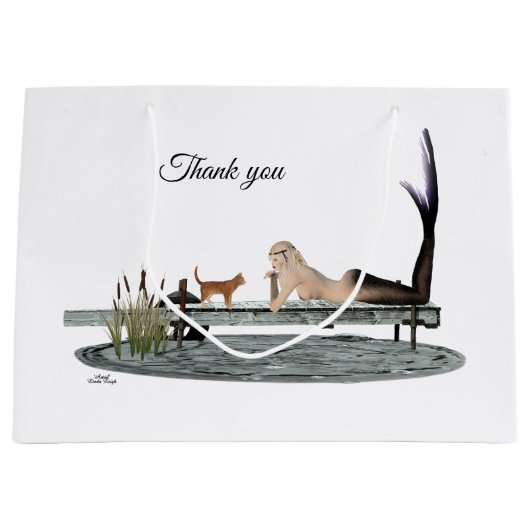 マーメイドオンビーチ波止場抱き枕 ラージペーパーバッグ (正面)