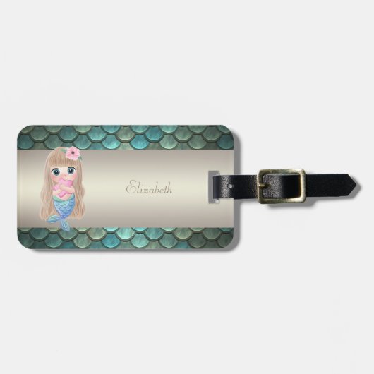 マーメイドオンベビーマーメイドテールはかりで測 ラゲッジタグ (正面横)