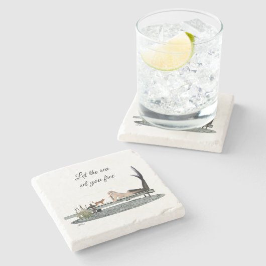 マーメイドオンボート波止場ストーンコースター ストーンコースター (横)